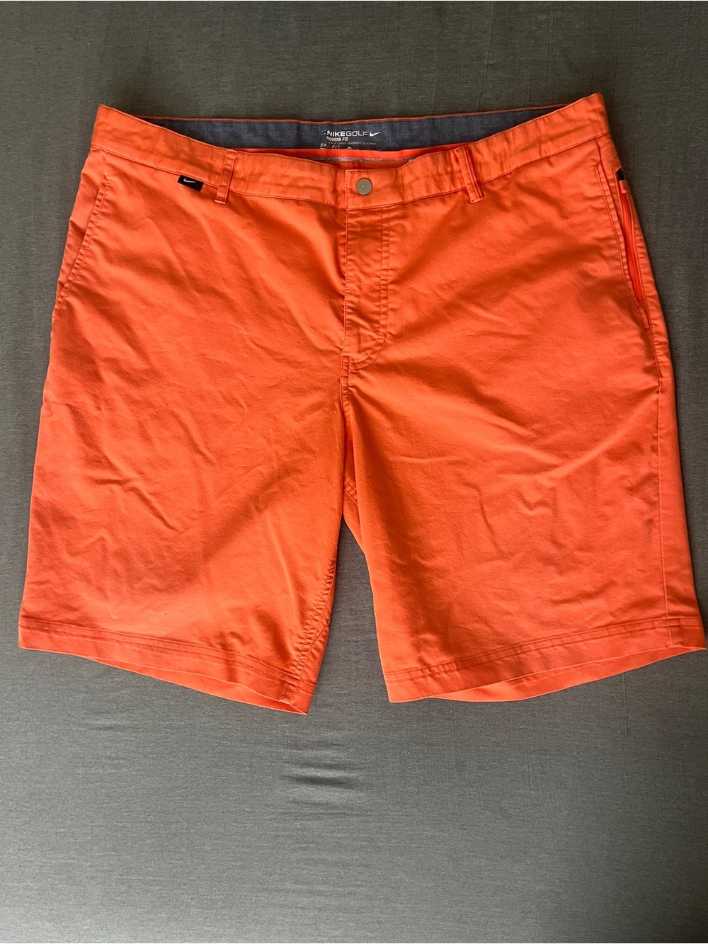 Nike Men's Orange Flat-Front Performance Shorts
